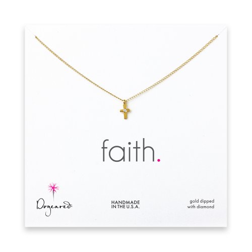 small diamond cross necklace,  gold dipped