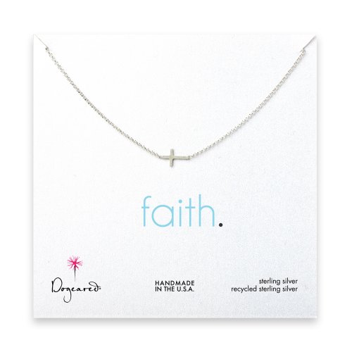 small sideways cross necklace, sterling silver