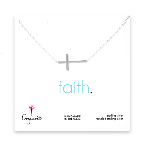 large sideways cross necklace, sterling silver