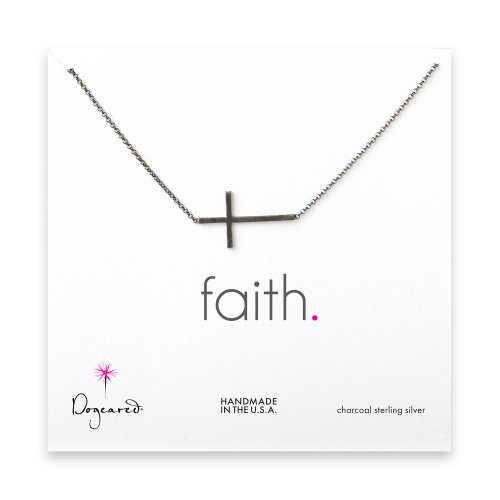 large sideways cross necklace, charcoal