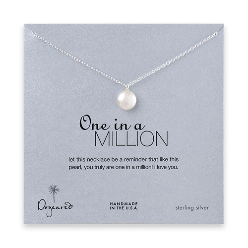 sterling silver one in a million necklace with white round pearl