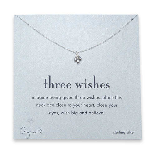 three wishes sterling silver necklace with silver pearls