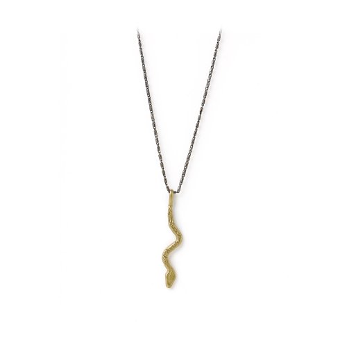 charmed necklace, kingsnake on charcoal silver chain