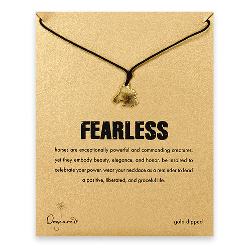 gold dipped fearless horse head on black waxed cotton