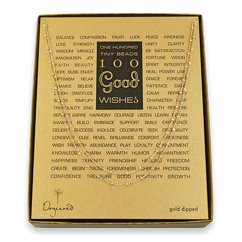 100 good wishes beaded necklace, gold dipped