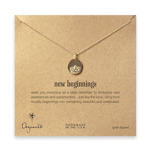 new beginnings lotus disc necklace, gold dipped - 18 inch