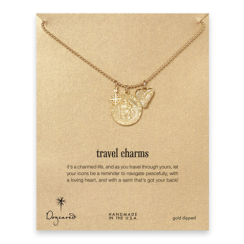 gold dipped travel charms necklace