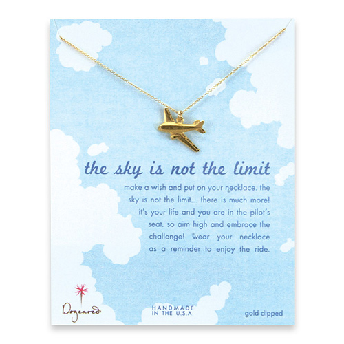 gold dipped the sky is not the limit necklace with large airplane