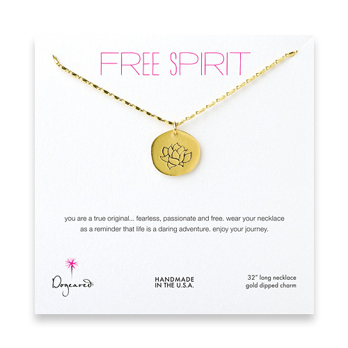 free spirit gold dipped lotus necklace - 32 inches