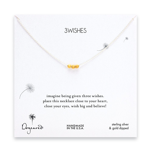 3 wishes gold dipped stardust bead necklace on sterling silver chain
