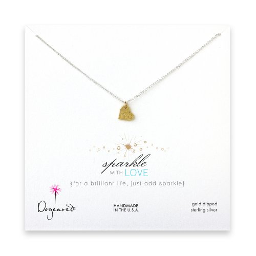 sparkle heart necklace with gold dipped charm on sterling silver chain