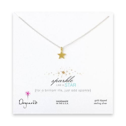 sparkle star necklace with gold dipped charm on sterling silver chain