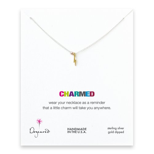 bolt necklace with rose gold bead on silver chain