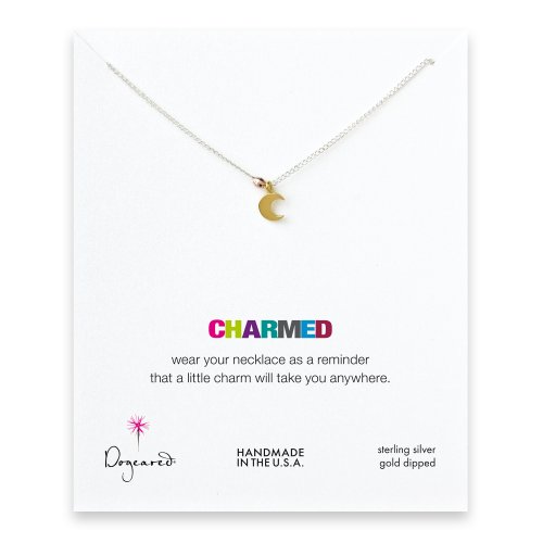 moon necklace with rose gold bead on silver chain