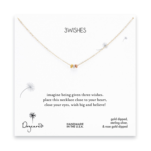 3 wishes mixed stardust bead necklace on gold dipped chain
