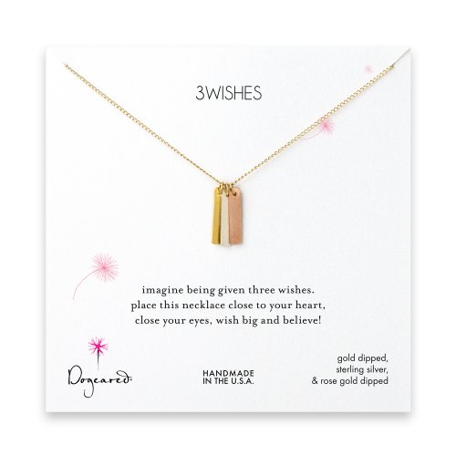 3 wishes long bars necklace - gold, rose gold, sterling silver