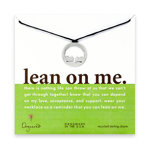 sterling silver lean on me tree silhouette necklace on chocolate waxed cotton