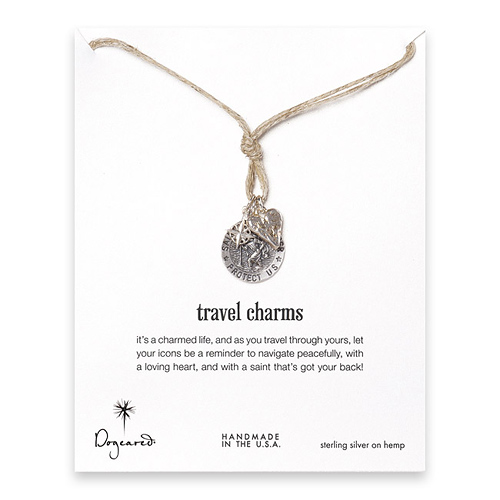 travel charms sterling silver natural hemp necklace
