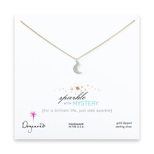 sparkle moon necklace with sterling silver charm on gold dipped chain