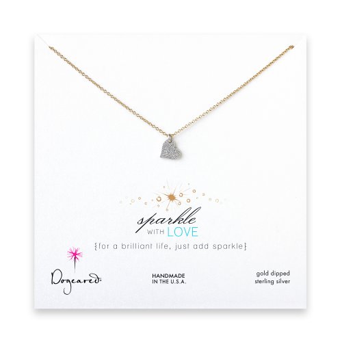 sparkle heart necklace with sterling silver charm on gold dipped chain