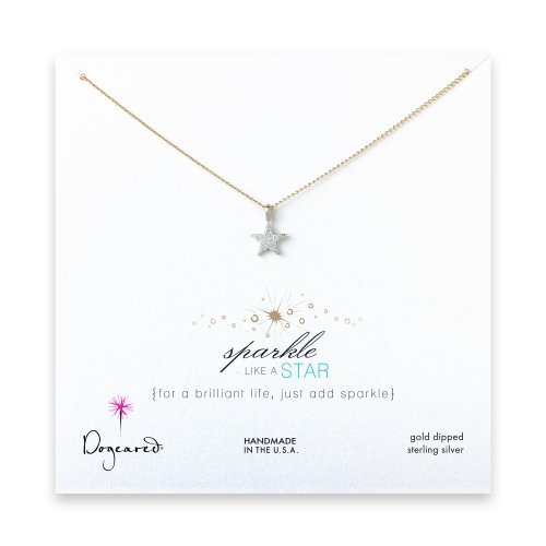 sparkle star necklace with sterling silver charm on gold dipped chain
