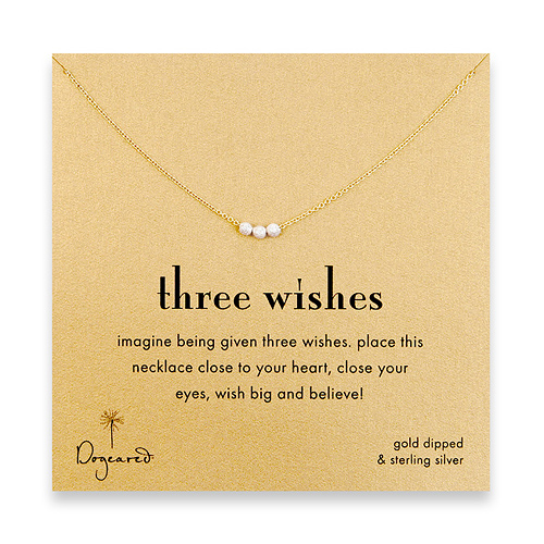 three wishes silver stardust bead necklace on gold dipped chain