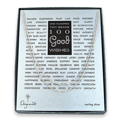 100 good wishes sterling silver beaded necklace