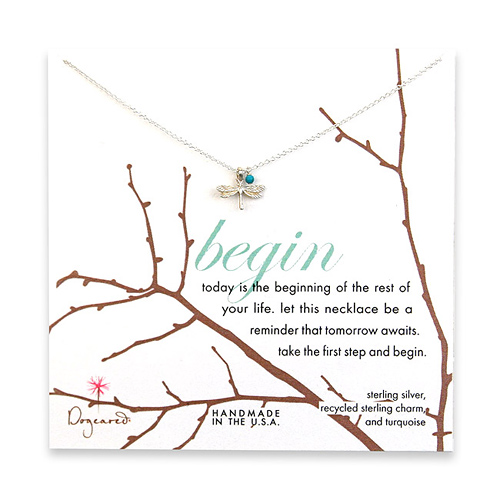 sterling silver begin necklace with dragonfly, turquoise bead