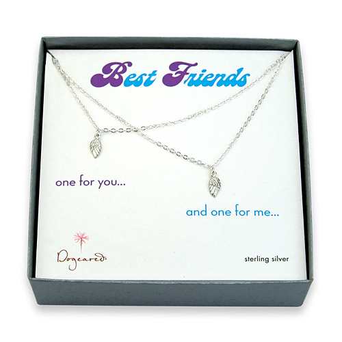 best friends sterling silver angel wings set of 2 necklaces - 18 inch