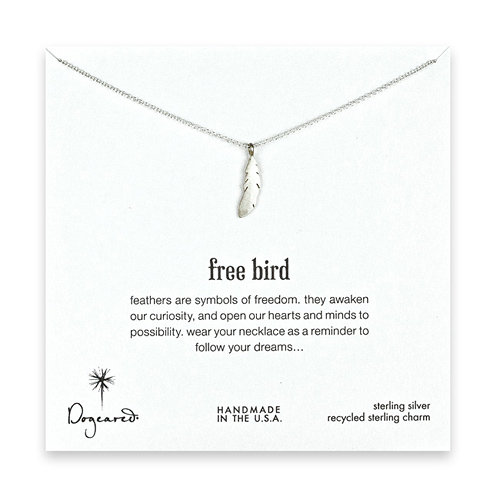 free bird sterling silver feather necklace