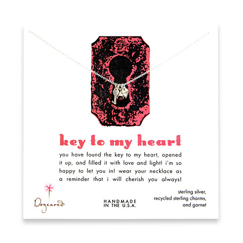sterling silver key to my heart necklace with heart key, stone heart and garnet bead
