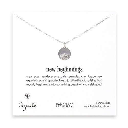 sterling silver new beginnings lotus disc necklace - 18 inch