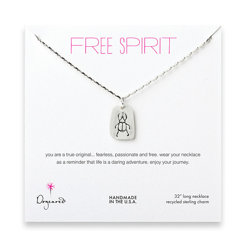 free spirit sterling silver scarab necklace - 32 inches