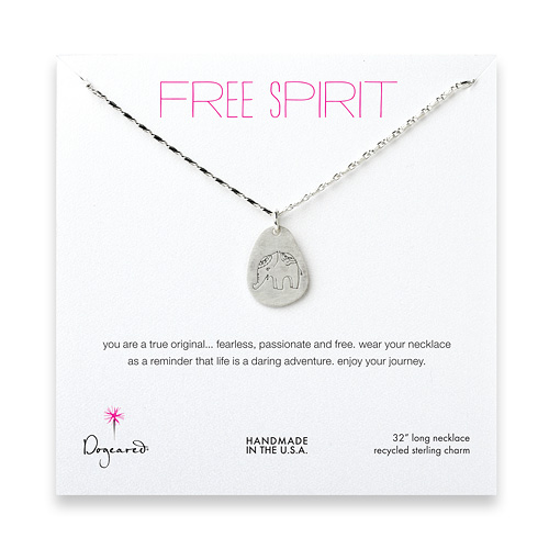 free spirit sterling silver elephant necklace - 32 inches