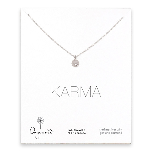 karma diamond necklace, sterling silver