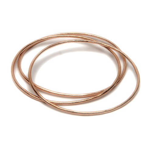 daily wear rose gold dipped textured bangle bracelets set of 3