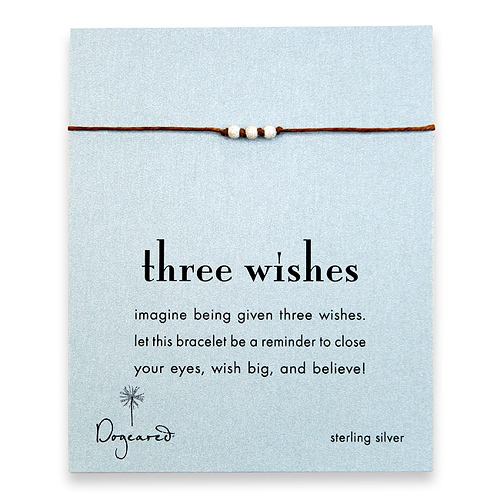 three wishes stardust bead bracelet on tobacco irish linen, silver