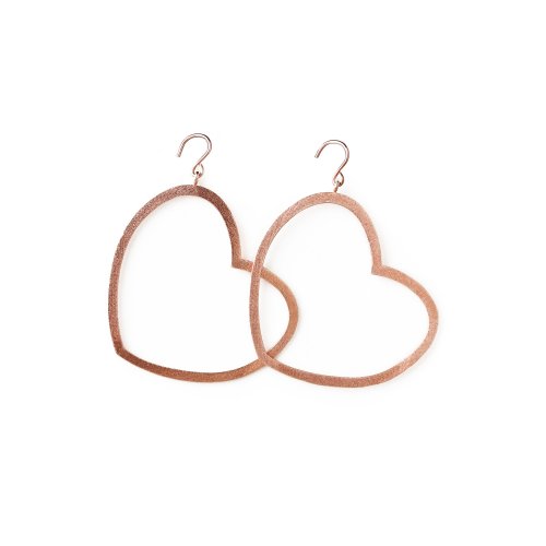always beautiful heart earrings, rose gold dipped
