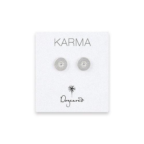 karma diamond earrings, sterling silver