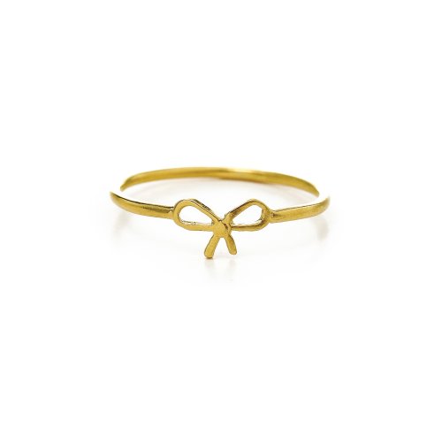 small bow ring, gold dipped size 7