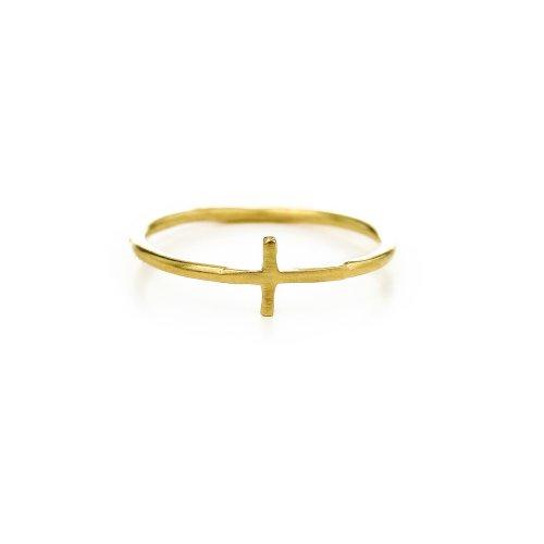 small cross ring, gold dipped, size 7
