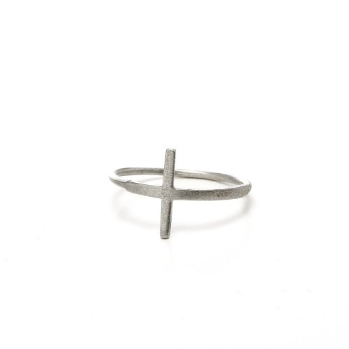 large cross ring, sterling silver, size 8