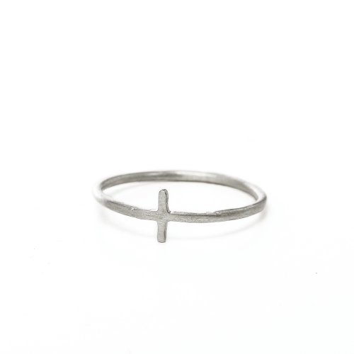 small cross ring, sterling silver, size 8