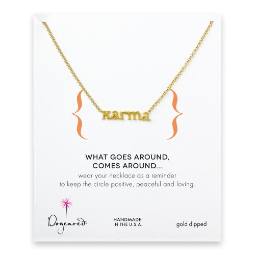 karma word necklace, gold dipped