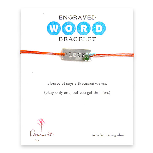 luck engraved word bracelet
