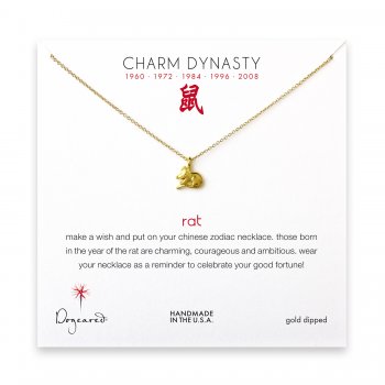 year of the rat charm necklace, gold dipped