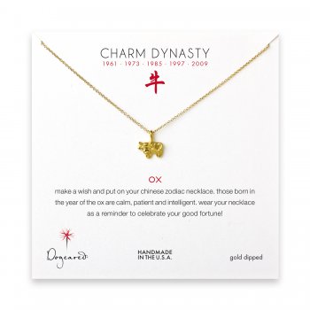 year of the ox charm necklace, gold dipped