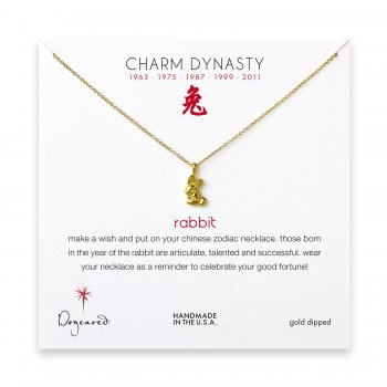 year of the rabbit charm necklace, gold dipped