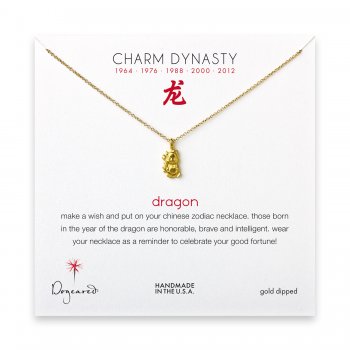 year of the dragon charm necklace, gold dipped