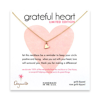 gold dipped limited edition grateful heart necklace with rose gold dipped sideways heart